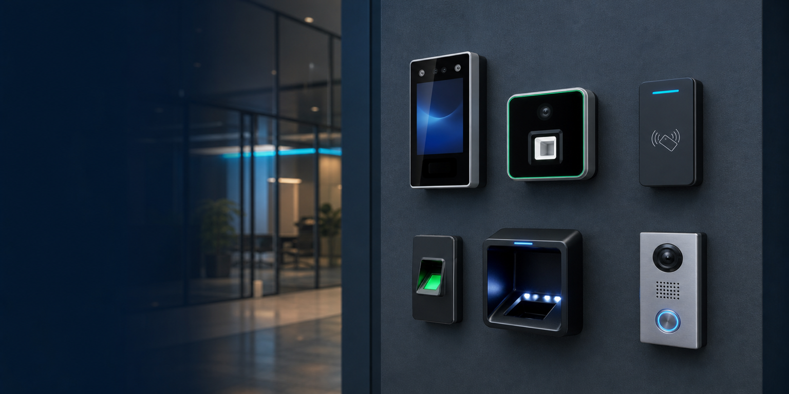 Biometric readers face QR fingerprint and intercom devices