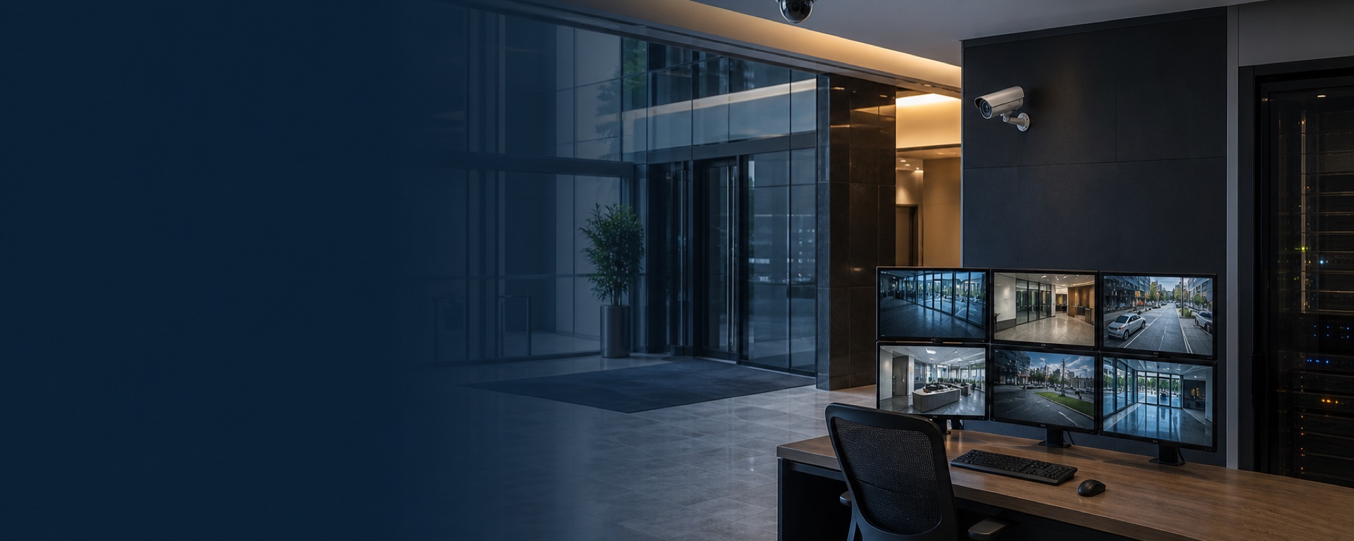 Modern commercial surveillance cameras and monitoring room