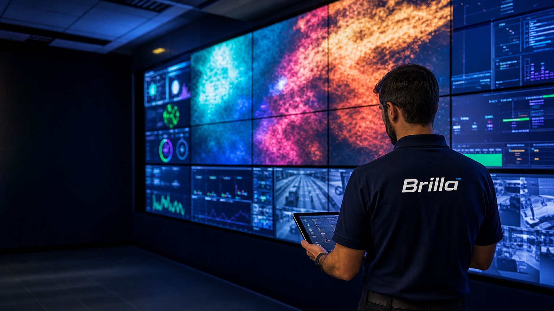 Modern LED video wall control room installation
